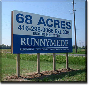 Billboards are usually created for a temporary use, but Majer Signs Inc. constructs them out of Crezon (outdoor plywood) which is very durable to weather and will last for a lengthy amount of time. Several of these RUNNYMEDE 8'-0"x 10'-0", and larger, billboards can be viewed in the Greater Toronto Area.